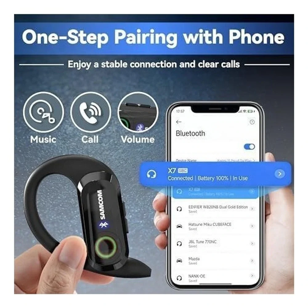 SAMCOM X7 Wireless Bluetooth Walkie Talkie Earpiece K-Type 2-Pin Headset Kit